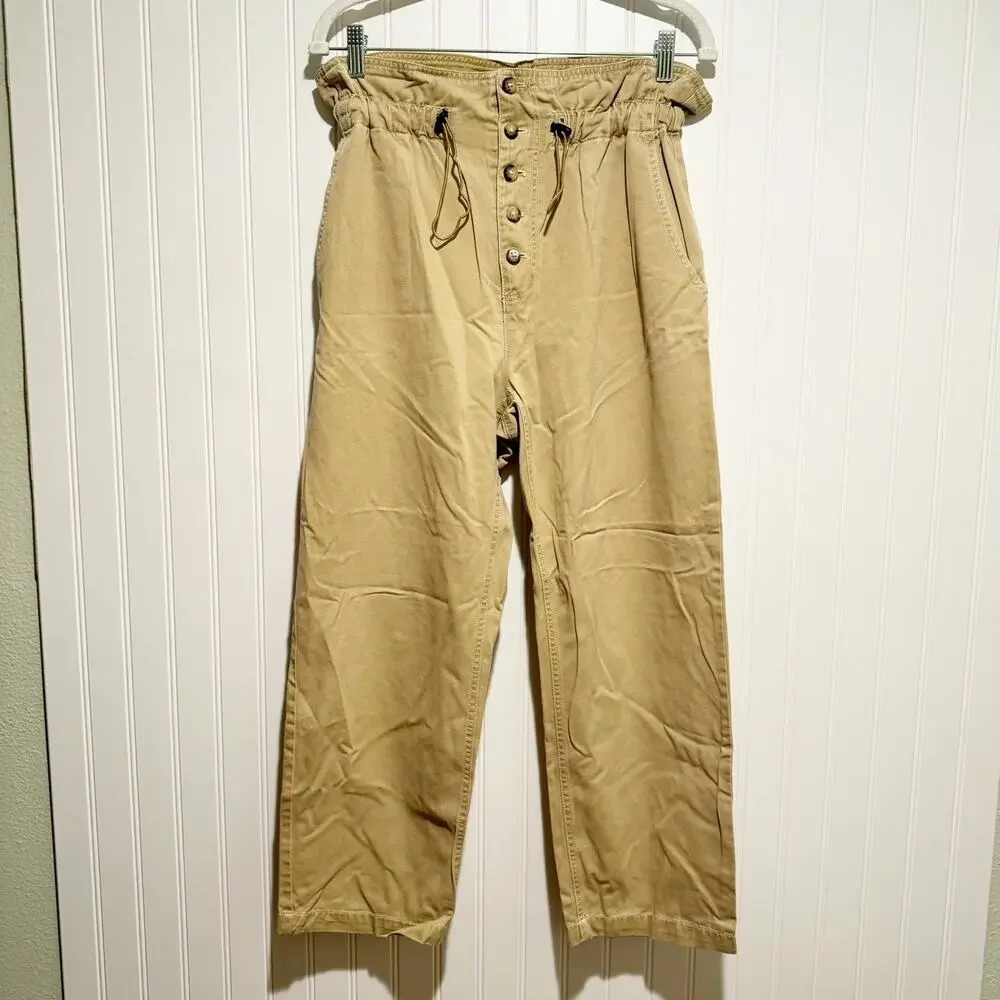 Urban Outfitters Terra High Waisted Paperbag Pants Khaki Size Small - Picture 2 of 7